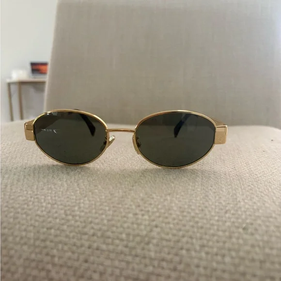 Celine Gold Oval Sunglasses Like New - Picture 6 of 16